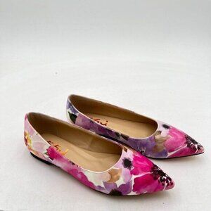 FSJ Women Fresh Floral Printed Flat Pumps Pointed Toe Slip On Party Dress Shoe